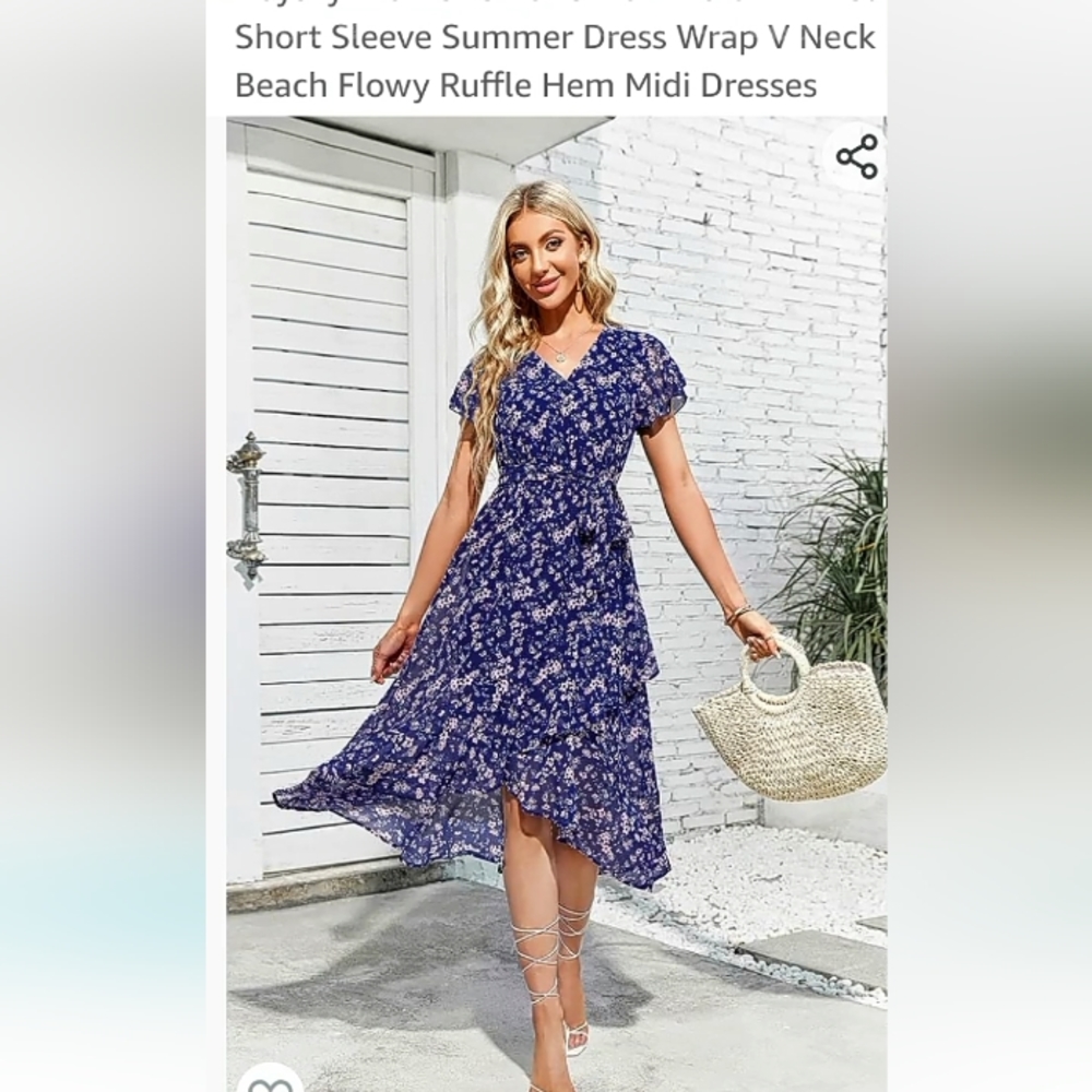 Blue flowy dress, size is 2x, worn once, amazon seller